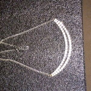 Dazzling Silver Necklace with Crystal Details